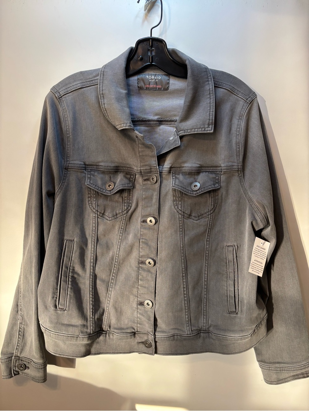 torrid Washed Gray Denim Jacket with Button Front NWT